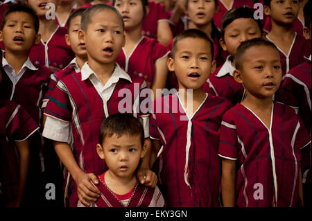 Karen Refugee Children At Mae La Refugee Camp; Maesot Thailand Stock Photo