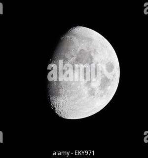 Moon (waxing gibbous) against night black sky Stock Photo