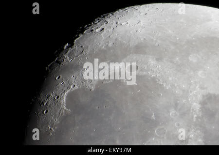 Close-up of the Moon, Sinus Iridum area, night sky Stock Photo