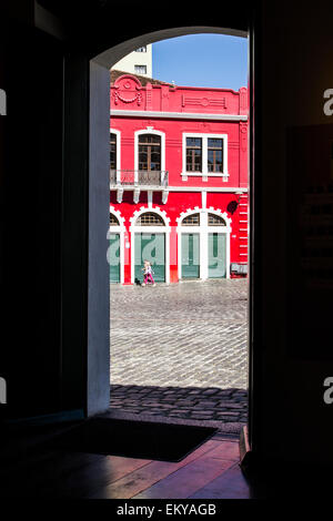 Largo da Ordem viewed from the interior of Casa Romario Martins. Curitiba, Parana, Brazil. Stock Photo