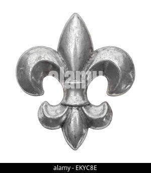Decorative Metal French Royal Symbol Isolated on White Background. Stock Photo