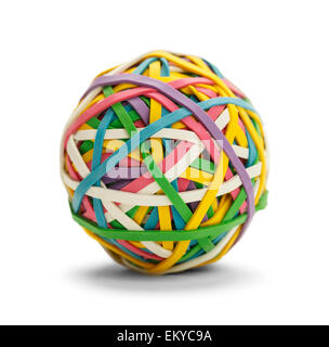Ball of Colorful Rubber Bands Isolated on White Background. Stock Photo