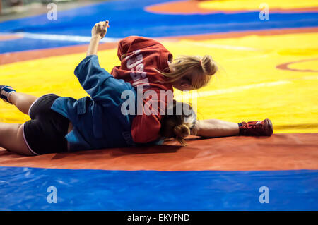 Orenburg Sambo Championship on the 75-th anniversary of Russian Sambo Federation. 17.11.2013, city of Orenburg, Southern Ural, Russia Stock Photo