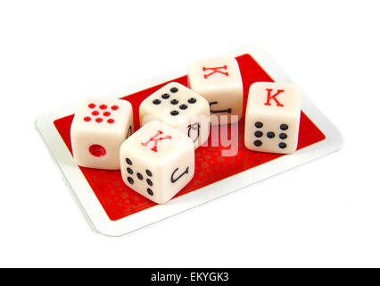 Set of five poker dices on white background Stock Photo