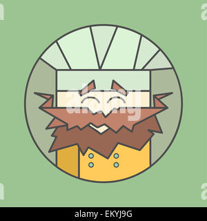 Flat vector icon of cute smiling chef from triangles with mustaches Stock Photo