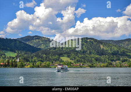 A wonderful sunny summer day for cruising on Lake Tegernsee Stock Photo