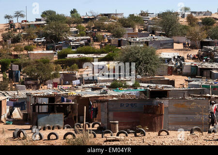 Shacks, shantytown, township, Katutura, Windhoek, Namibia Stock Photo