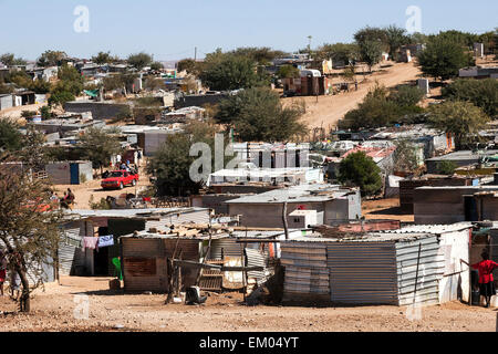 Shacks, shantytown, township, Katutura, Windhoek, Namibia Stock Photo