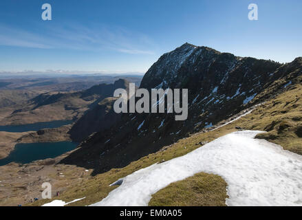 View towards Snowdon summit in the Snowdonia National Park. Stock Photo