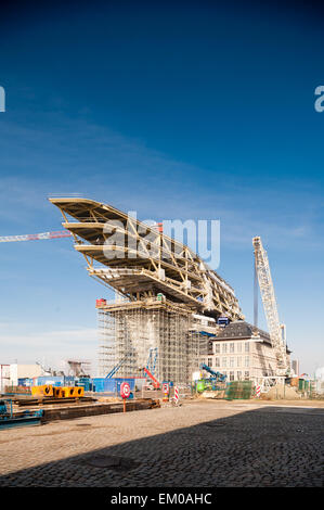 Belgium, Antwerp, Havenhuis in construction designed by Zaha Hadid Stock Photo