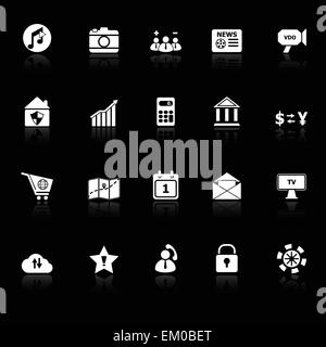Smart phone icons with reflect on black background, stock vector Stock Vector