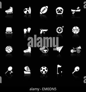 Extreme sport icons with reflect on black background, stock vector Stock Vector