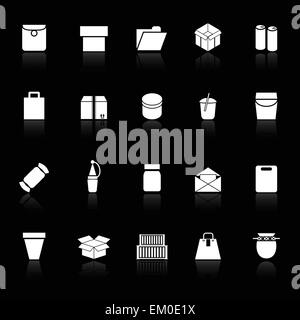 Package icons with reflect on black background, stock vector Stock Vector