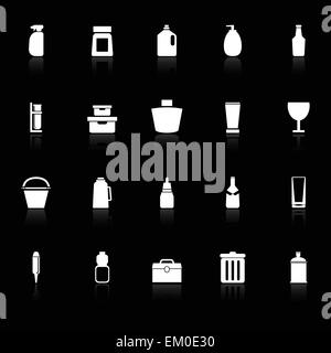 Design package icons with reflect on black background, stock vector Stock Vector