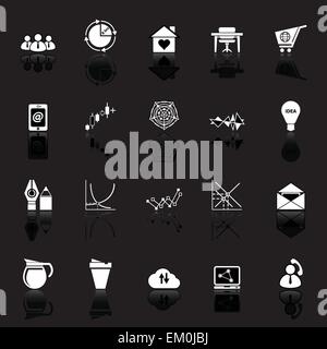 Virtual organization icons with reflect on black background, stock vector Stock Vector