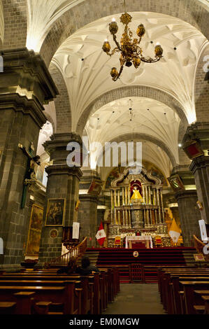 Interior Of La Cathedral; Cusco Peru Stock Photo