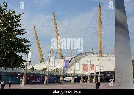 The O2 Arena on the Greenwich Peninsular at Dockland, London, England. With people walking around Stock Photo