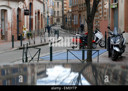 Rue Mage, Street, Reflex, Car, Vieux Toulouse, Old France Stock Photo