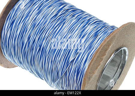 Roll of telecommunication network cable isolated on white Stock Photo