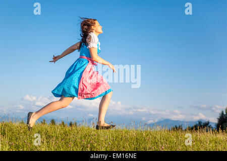 woman in bavarian traditional dirndl Stock Photo