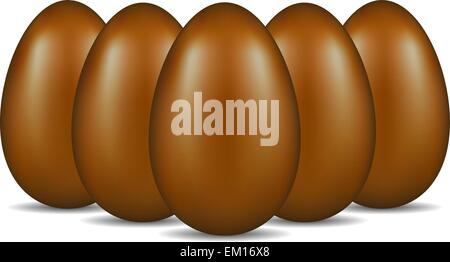 Chocolate eggs standing in formation Stock Vector