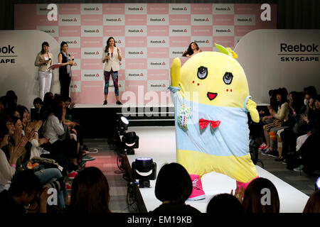 Tokyo, Japan. 15th April, 2015. Japanese mascot character Funassyi attends the Reebok Skyscape Fashion Show on April 15, 2015, Tokyo, Japan. Miranda Kerr, who is very popular in Japan, is the Reebok global ambassador for the new footwear line 'Skyscape'. Models Anne Nakamura, Tina Tamashiro and Funassyi, mascot of Funabashi city in Chiba, also attended the event. Credit:  Rodrigo Reyes Marin/AFLO/Alamy Live News Stock Photo