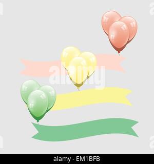 Colorful balloon with ribbon element, stock vector Stock Vector