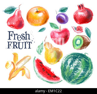 fruit vector logo design template. fresh food or gardening, harvest icon. Stock Photo