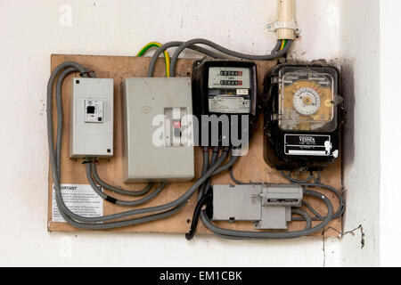 Electrical wiring and fuse boxes in a church Stock Photo: 82257094 - Alamy