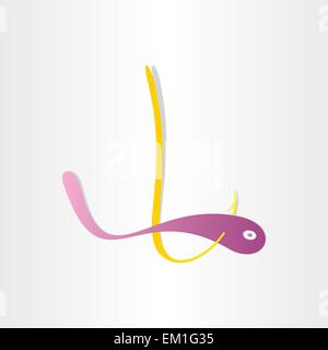 worm on hook fishing abstract symbol icon design element Stock Vector