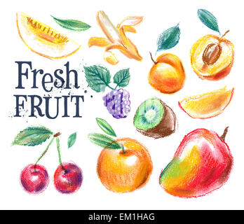 fresh food vector logo design template. ripe fruit or harvest icon. Stock Photo