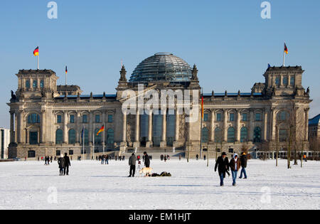 FEBRUARY 2012 - BERLIN: the Reichstags building during wintertime in Berlin. Stock Photo