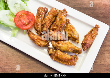 Deep Fried Chicken Wings with Thai Style Flavour Stock Photo