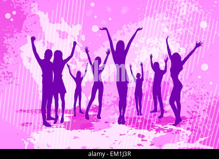 Dancing Pink Colorful Dance Banner People Crowd Stock Photo