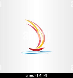 boat sailing on sea abstract design symbol icon Stock Vector