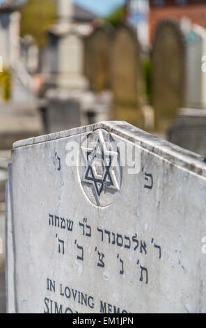 Gravestone with Hebrew inscription and Star of David, old Jewish ...