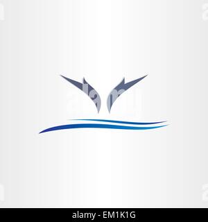 stylized dolphins jump in water icon design element Stock Vector
