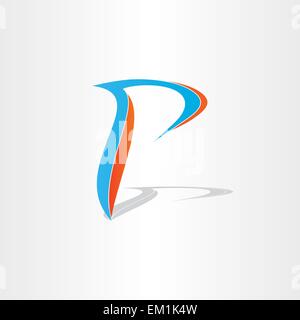letter p blue orange stylized icon design Stock Vector
