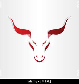 stylized symbol red bull icon design horoscope danger background animal warning power Stock Vector