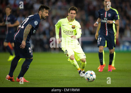 Paris, France. 15th Apr, 2015. UEFA Champions League football. QUarterfinal, first leg between PSG and Barcelona. Lionel Andres Messi (Barca) Credit:  Action Plus Sports/Alamy Live News Stock Photo