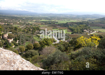 Distance view from the  hilltop village of Gordes, Luberon area of Provence, France. Stock Photo