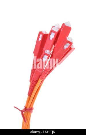 Optical patch cords isolate on white background Stock Photo