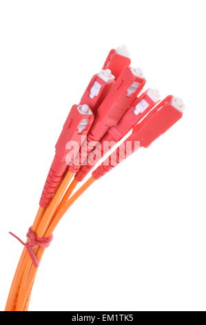 Optical patch cords isolate on white background Stock Photo