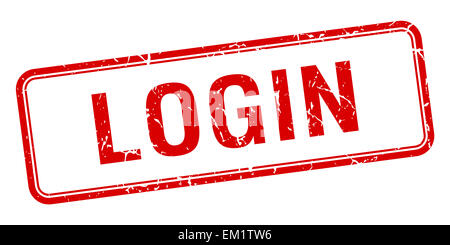 login red square grungy vintage isolated stamp Stock Photo
