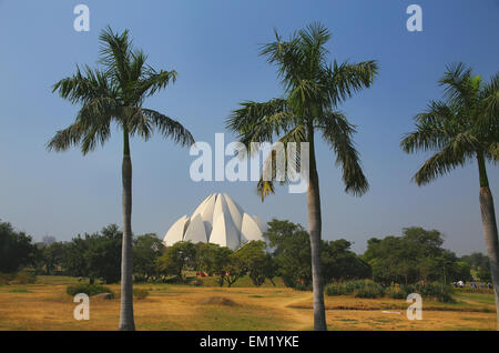 Lotus temple in New Delhi, India. it serves as the Mother Temple of the Indian subcontinent and has become a prominent attractio Stock Photo