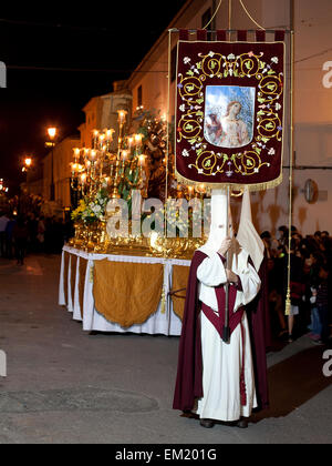 Night time procession during Semana Santa (Holy Week) in Jumilla, Spain Stock Photo