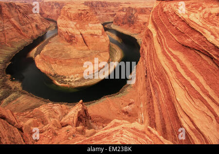 Horseshoe bend seen from overlook, Arizona Stock Photo