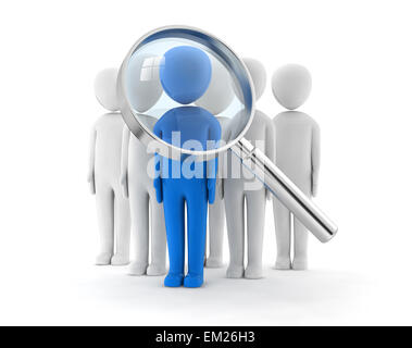 A blue people model placed observably in a group of white people. Stock Photo