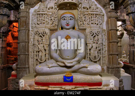 Interior of Jain temple, Jaisalmer, Rajasthan, India Stock Photo