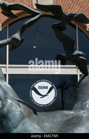 An exterior view of the headquarters of the National Oceanic and Atmospheric Administration (NOAA) in Silver Spring, Maryland. Stock Photo